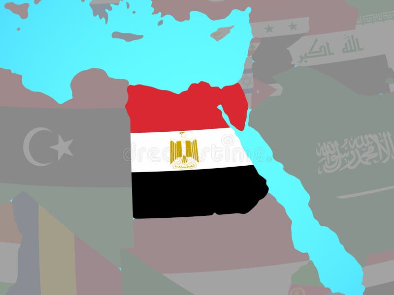 Egito com a bandeira no mapa ilustração stock