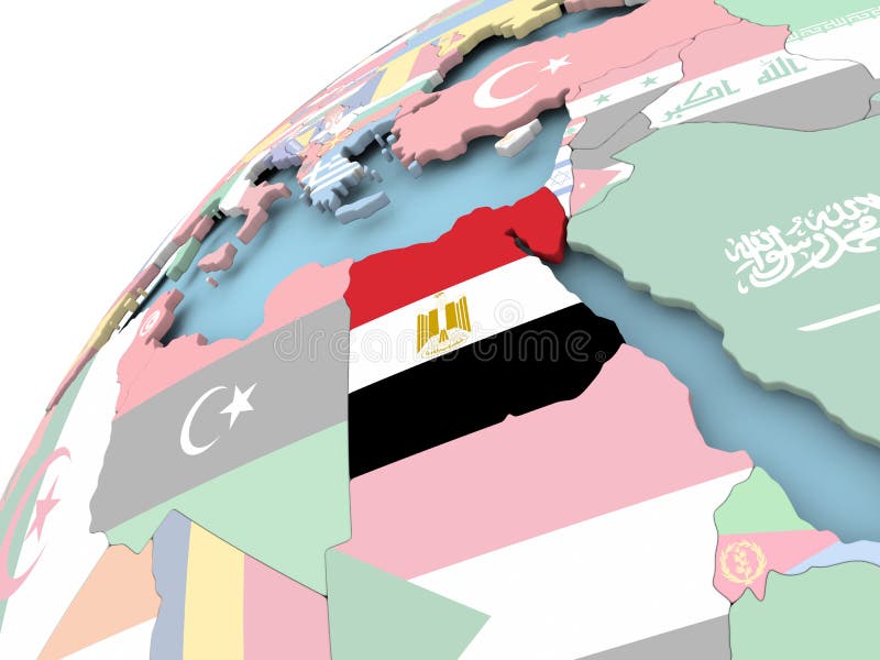 Egito no globo com bandeira ilustração royalty free