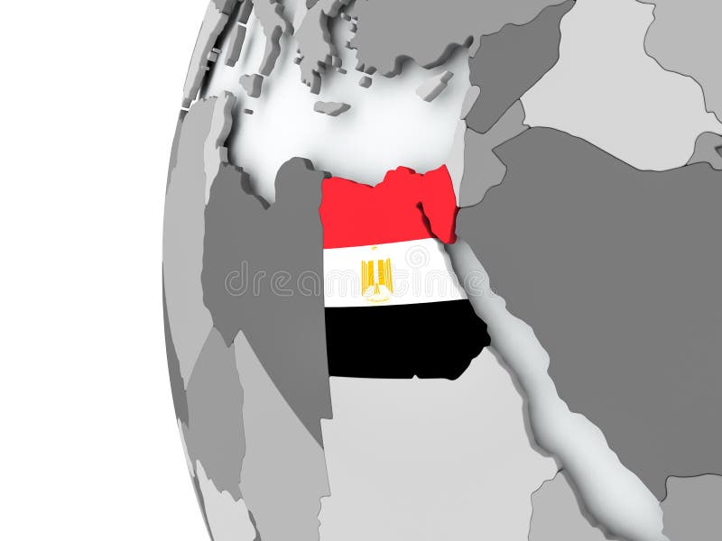 Egito no globo com bandeira ilustração royalty free