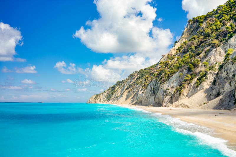 Egremni beach, Lefkada stock image. Image of blue, landscape - 108885899