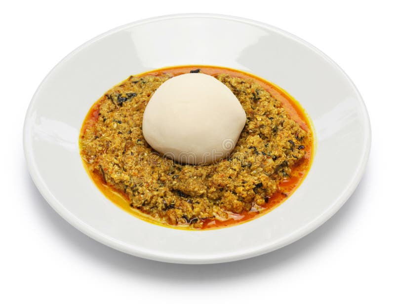 Egusi-Suppe und zerstoßene Jamswurzel, nigerische Küche