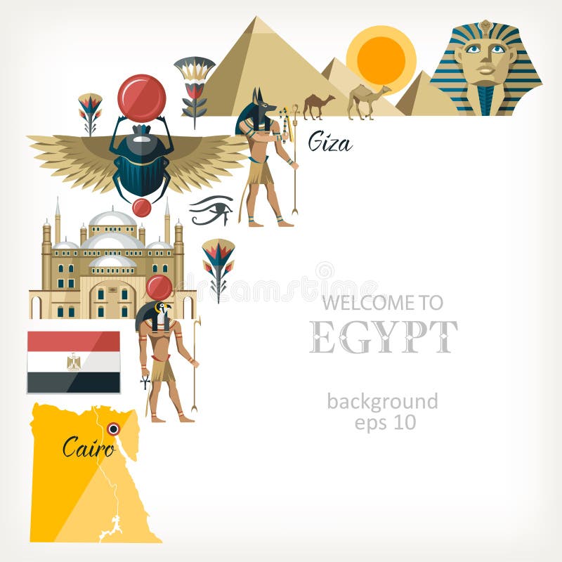 Egypt background with traditional symbols