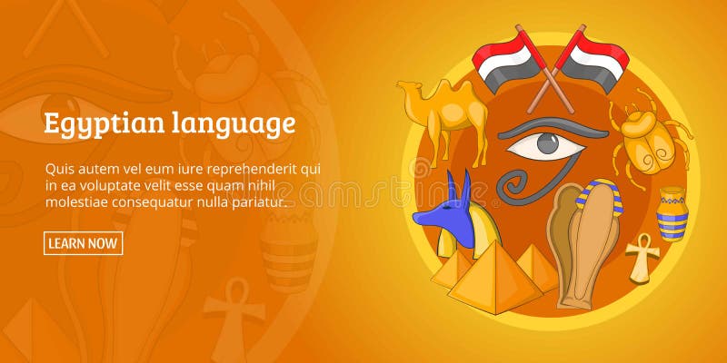 Egypt banner horizontal, cartoon style stock illustration