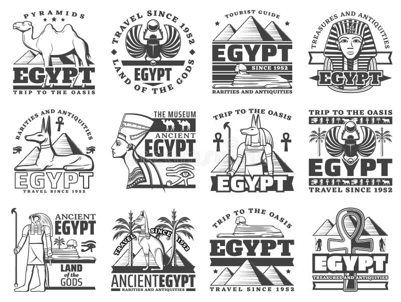 Egypt and Cairo travel icons