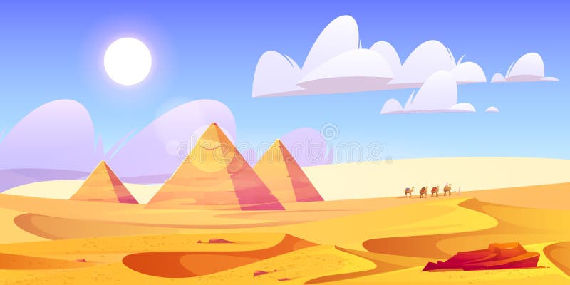 Desert Landscape with Road, Rocks and Cactuses Stock Vector ...