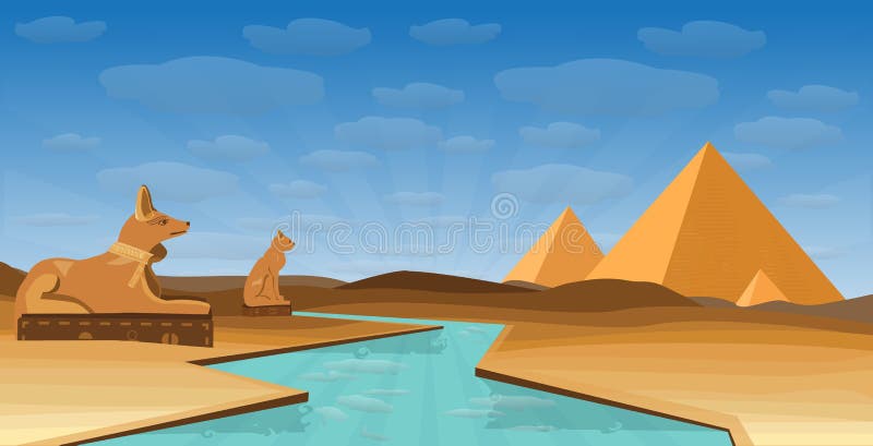 Egypt desert with pyramid Egyptian royalty free illustration