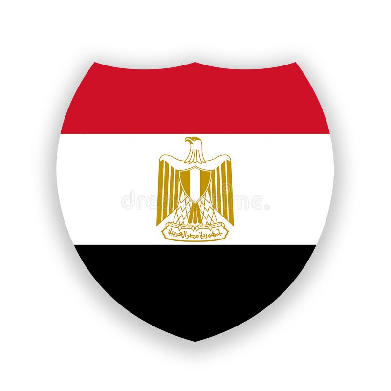Egypt flag in the shape of a shield isolated on white illustration egypt flag in the shape of a shield isolated ilustração royalty free