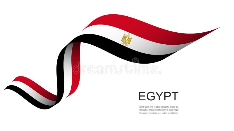 Egypt flag on waving ribbon independence day vector illustration ilustração do vetor