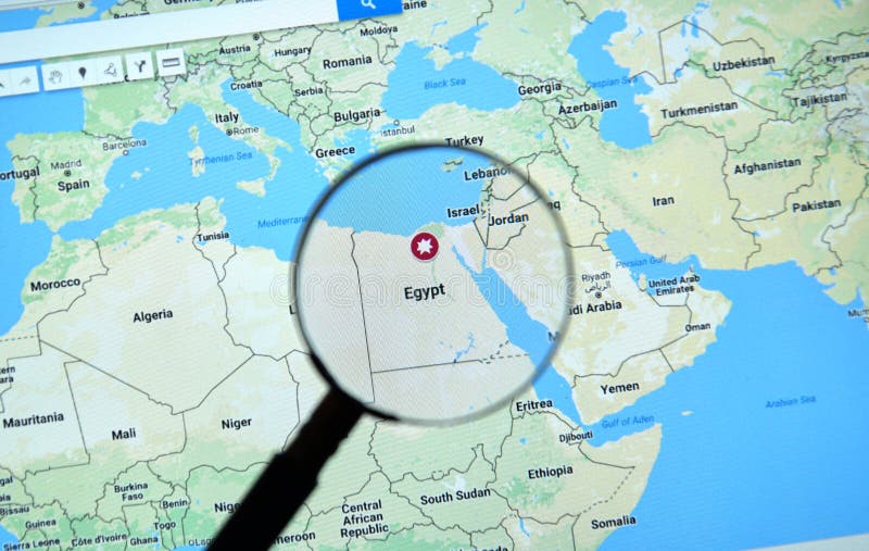egypt on google maps editorial image