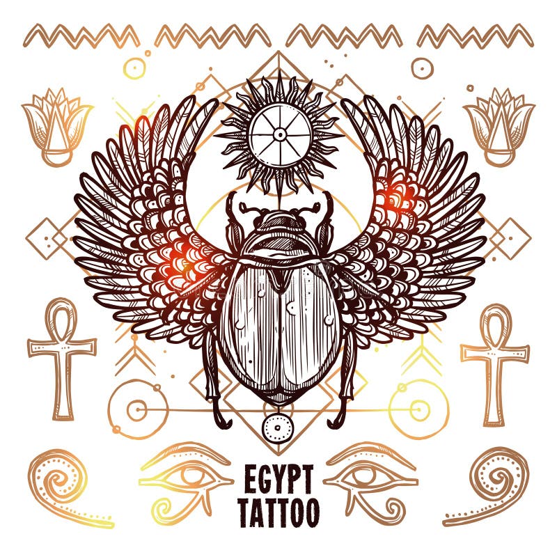 Premium Vector | Illustration of a egyptian scarab henna tattoo art style  image
