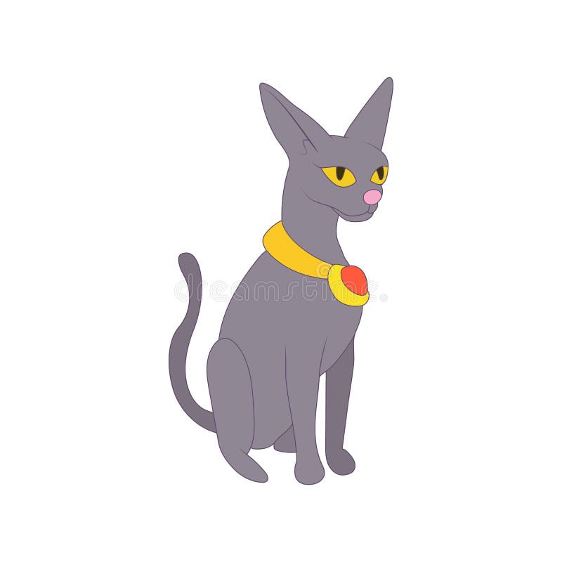 Egyptian Cat Icon In Cartoon Style Stock Illustration - Illustration of