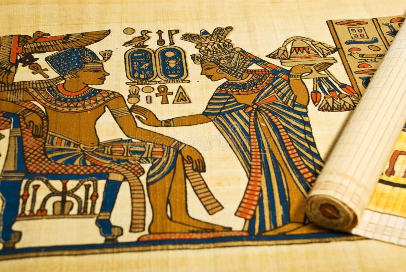 Egyptian drawings on scroll royalty free stock photography Egyptian drawings on scroll royalty free stock photography