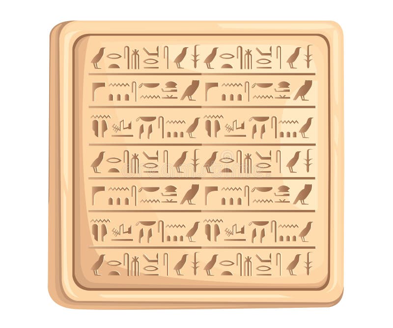 Egyptian hieroglyphics on stone plate ancient script vector illustration on white background web site page and mobile app design royalty free illustration Egyptian hieroglyphics on stone plate ancient script vector illustration on white background web site page and mobile app design royalty free illustration
