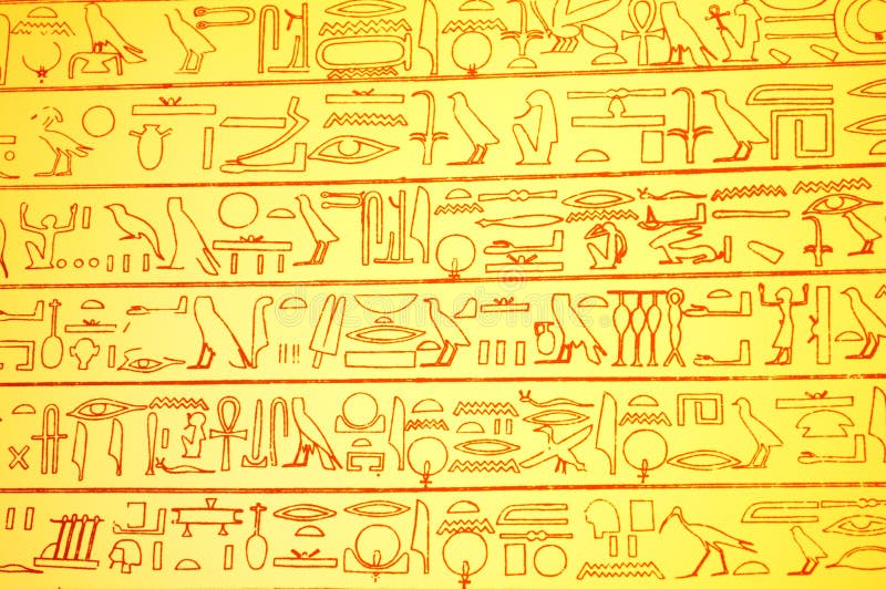 Egyptian hieroglyphs stock photo