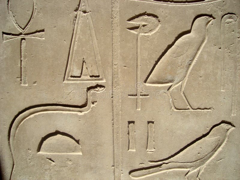 Egyptian hieroglyphs in Luxor royalty free stock images