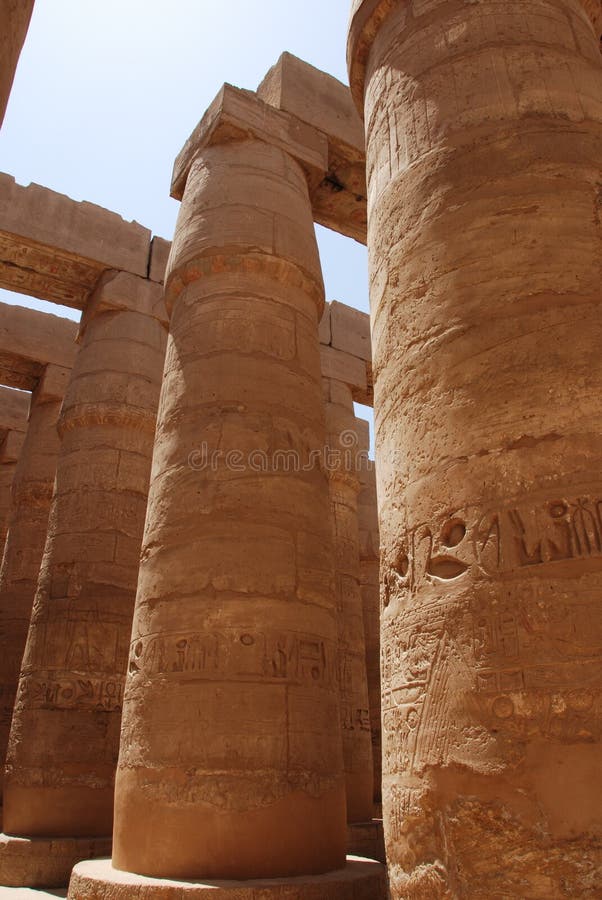 Pillars in Egyptian temple stock image. Image of scenic 6647097
