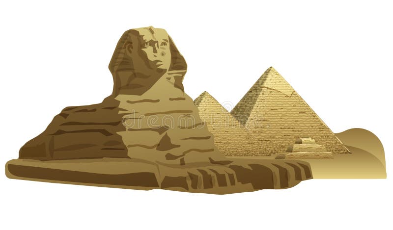 Egyptian Sphinx and Pyramids Stock Illustration - Illustration of ...