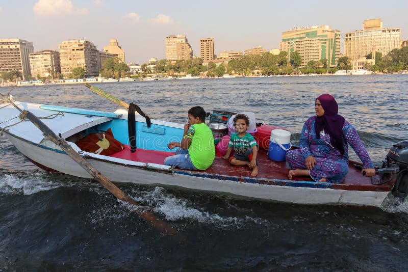Women drive boat in Nile River Cairo - Egypt