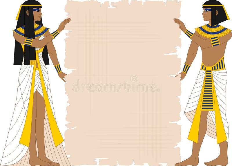 Egyptian Woman and Man Holding Papyrus royalty free illustration