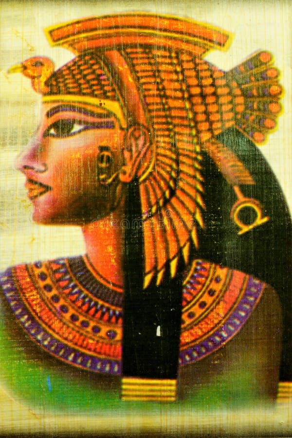 Egyptisk drottning Cleopatra, en berömd kvinna för papyrus av forntid