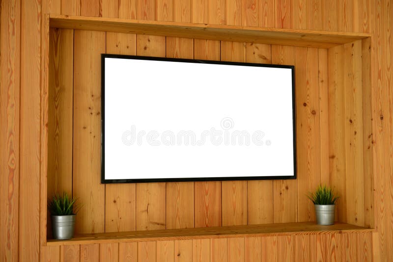 Egzamin próbny up TV ekran na drewnianej ścianie zdjęcia royalty free Egzamin próbny up TV ekran na drewnianej ścianie zdjęcia royalty free