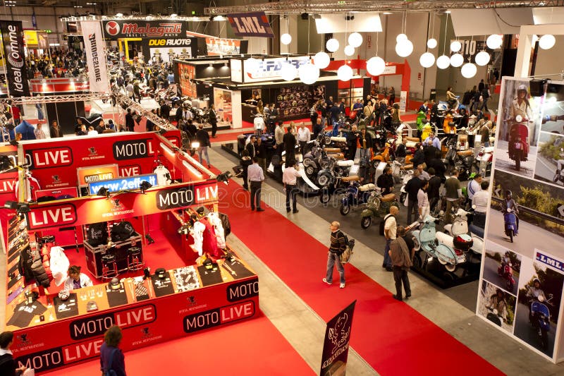 MILAN, NOVEMBER 3: Above view of EICMA, 68th International Bicycle and motorcycle Exhibition in Milan Fair, November 2nd - 7th, 2010. MILAN, NOVEMBER 3: Above view of EICMA, 68th International Bicycle and motorcycle Exhibition in Milan Fair, November 2nd - 7th, 2010