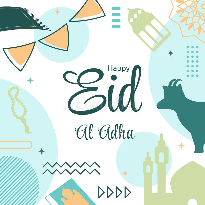 Eid Adha Mubarak Islamic Event Square Gift Card Background Stock Vector