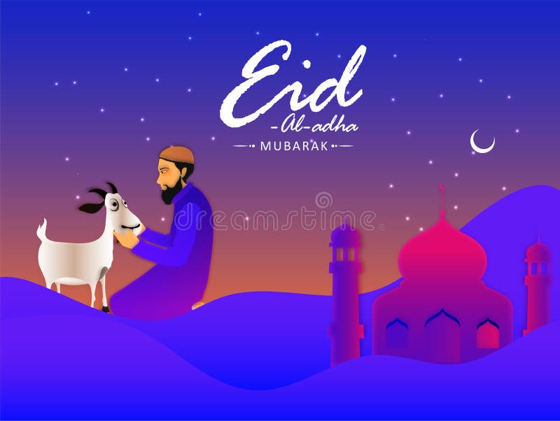 Eid Al Adha Mubarak Celebration Background with Mosque on Night Stock  Illustration - Illustration of eidulzuha, flyer: 121460138