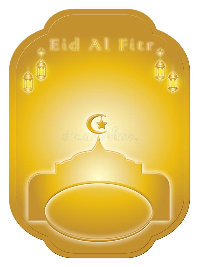 Eid al fitr background golden button with gold ribbon 3d rendering vector illustration