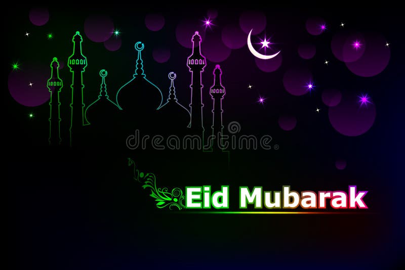 Eid Mubarak background with Islamic Mosque vector illustration