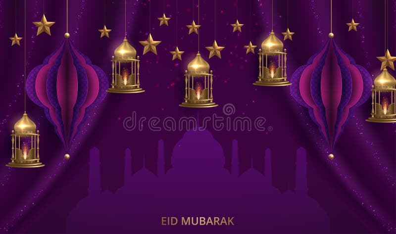 Eid Mubarak Design Background. Vector Illustration for Greeting Card, Poster  and Banner Stock Vector - Illustration of light, banner: 179713542