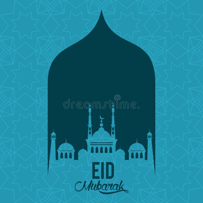 Eid mubarak design med mosk?konturn vektor illustrationer Eid mubarak design med mosk?konturn vektor illustrationer