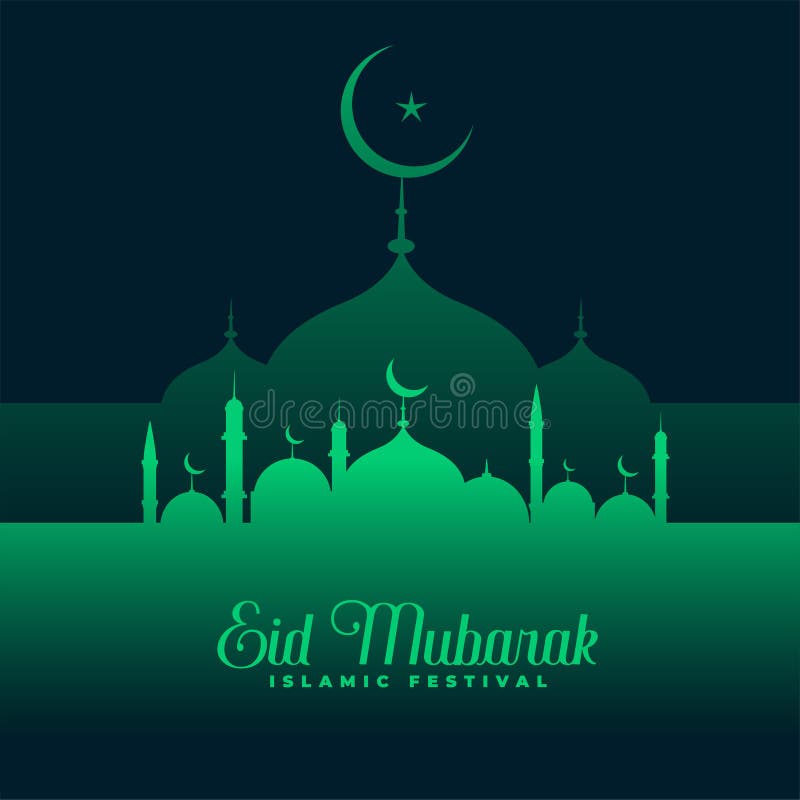 Eid Mubarak Green Mosque Background Design Stock Vector ...