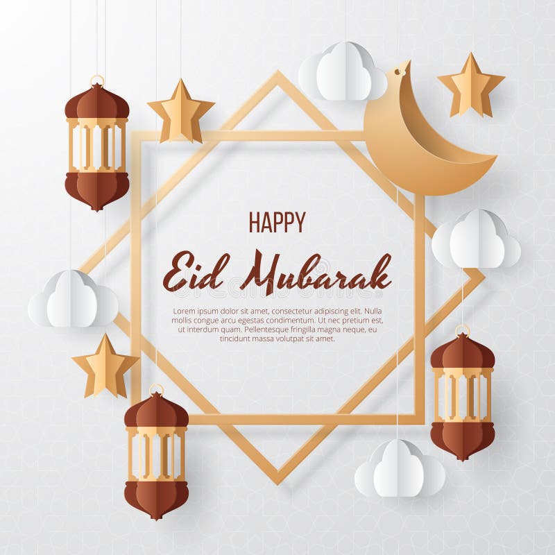 Eid Mubarak-Grußkarten-Illustrationsramadan-kareem Hintergrundillustration. Papierschnitt.