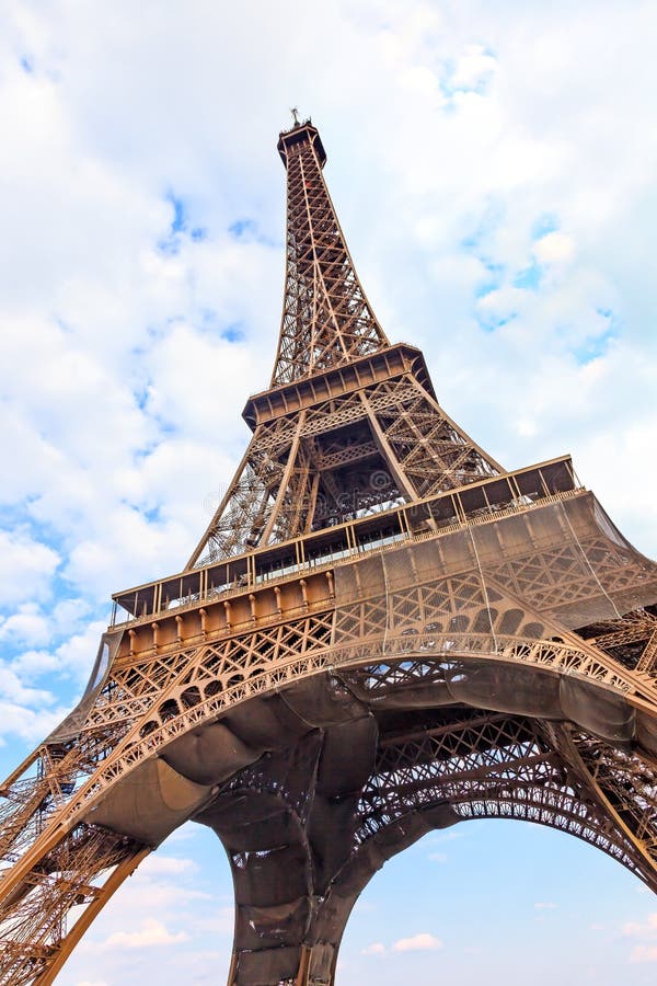 Eiffel Tour or Tower Landmark. Wide Angle View. Paris, France Stock