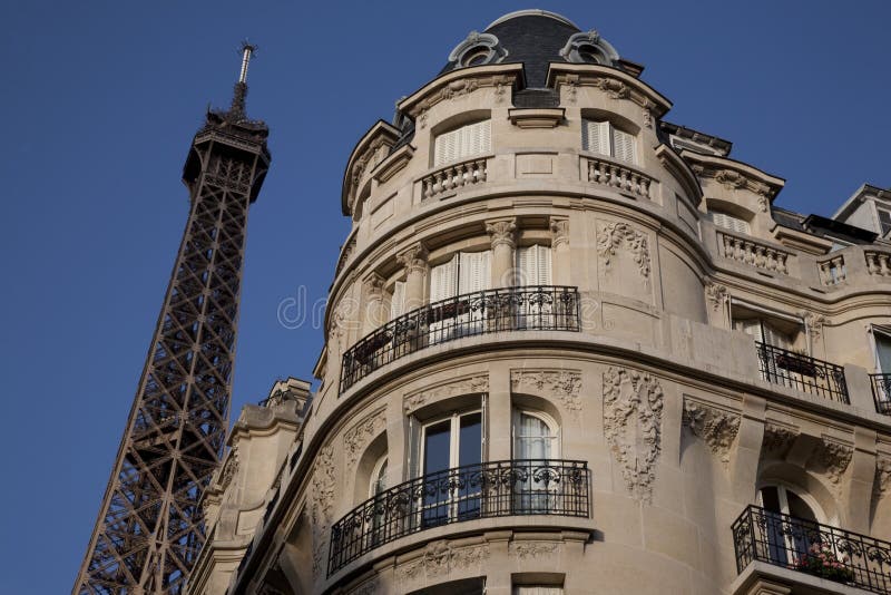 Eiffel Tower And Apartment Building, Paris Stock Image Image of