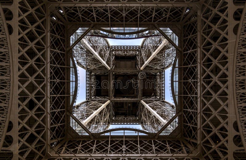 Eiffel tower from below in Paris royalty free stock photography Eiffel tower from below in Paris royalty free stock photography