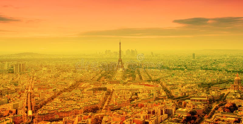eiffel tower and bright sun on orange - heat wave in Paris, France stock photos eiffel tower and bright sun on orange - heat wave in Paris, France stock photos