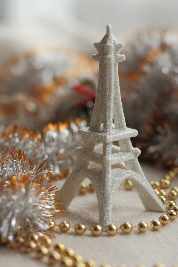 Eiffel Tower Christmas Tree Decor with Lights Stock Image Image of
