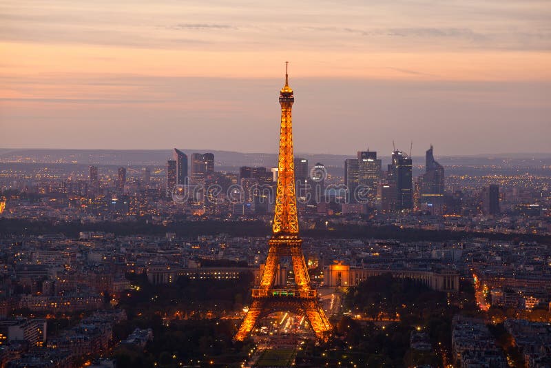 Night Paris. France. Top view.
