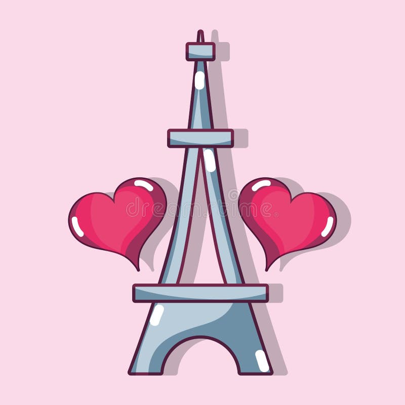 Eiffel Tower with Heart Design Decoration Stock Vector - Illustration ...