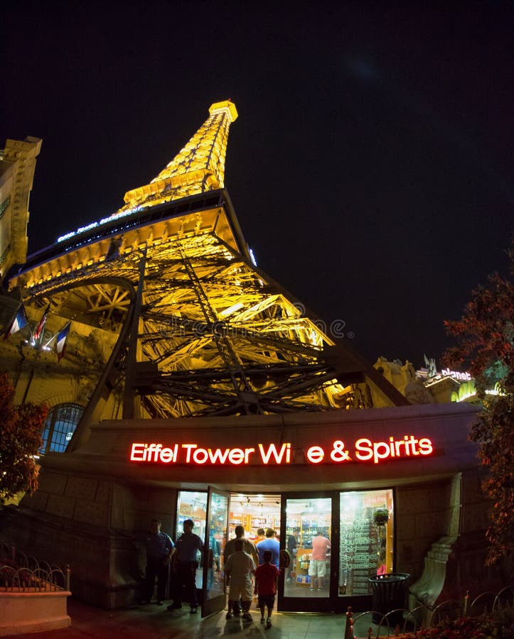 Eiffel Tower Las Vegas night stock images