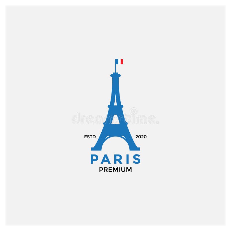 Eiffel Tower Modern Flat with Flag of French Logo Design Stock Vector ...