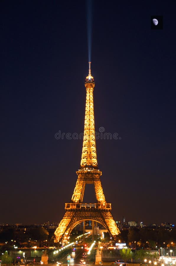 The Eiffel Tower and moon royalty free stock photography