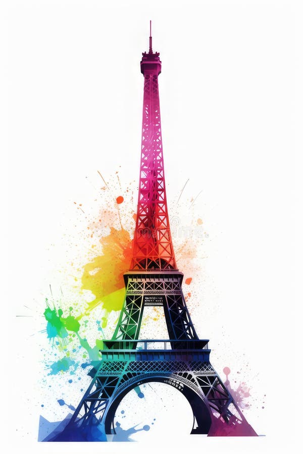 Eiffel Tower Olympic Games in Paris 2024. Tour Eiffel Symbol Colorful