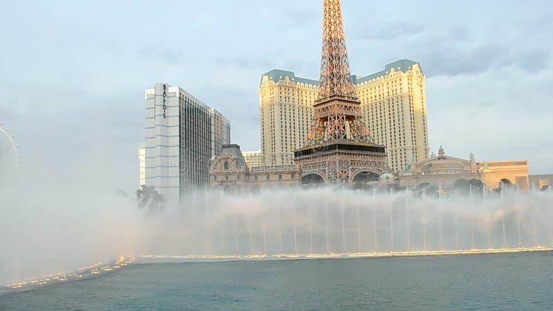 Eiffel Tower of Paris Hotel, Fountains of Bellagio, Las Vegas, Nevada, USA