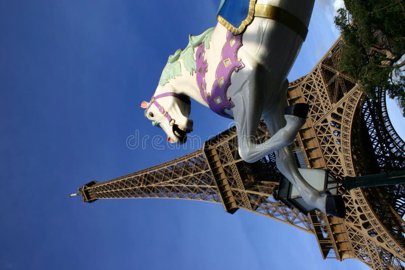 Eiffel tower, Paris, and merry-go-round horse