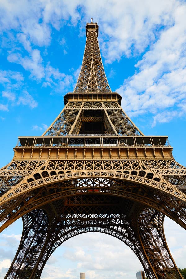 Eiffel Tower In Paris Under Blue Sky France Stock Photo Image Of