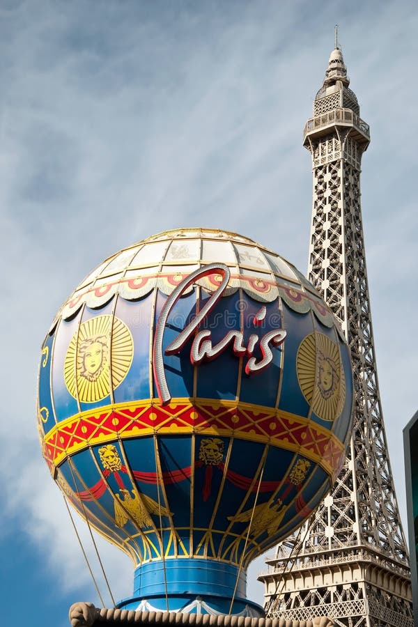 The Paris Hotel Las Vegas from above showing the Eiffel Tower and  Mongolfier Balloon Stock Photo - Alamy