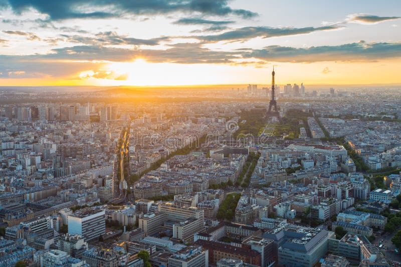 Eiffel Tower Rooftop View with at Sunset in Paris, France Stock Image Image of tower